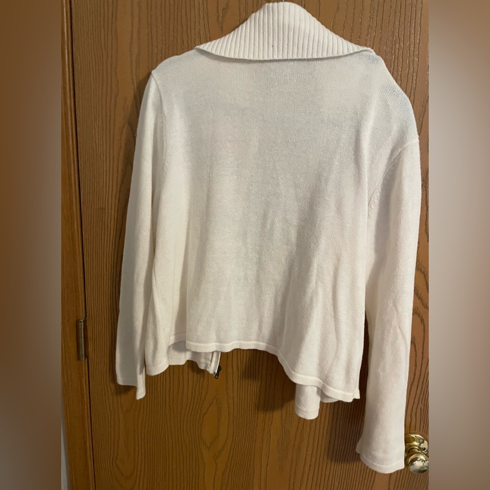 Vintage Tiara International Embroidered Floral Zip Up Sweater - Cream and Pink - Picture 3 of 7
